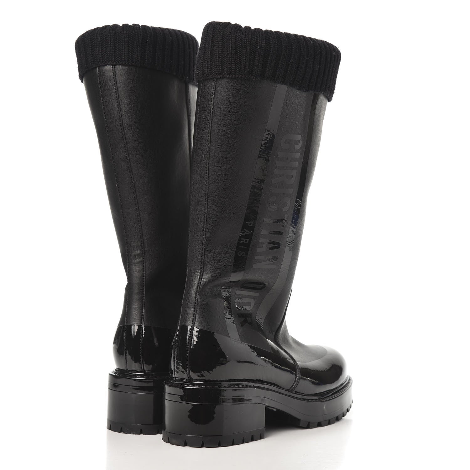 Christian Dior Shiny Rubber Calfskin Tall Boot 38 Black 4 of 6