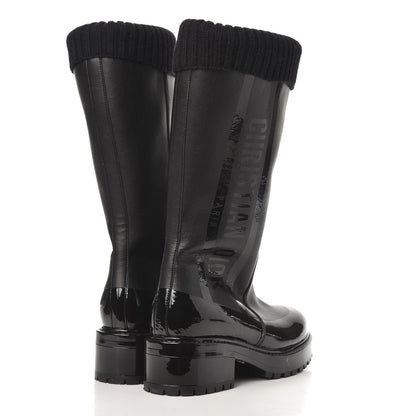 Christian Dior Shiny Rubber Calfskin Tall Boot 38 Black 4 of 6