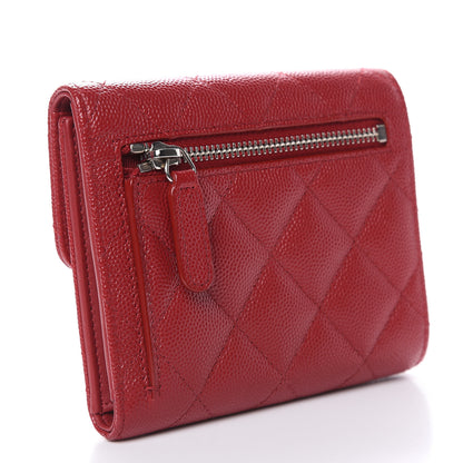 Chanel Caviar Quilted Compact Flap Wallet Dark Red 3 of 9
