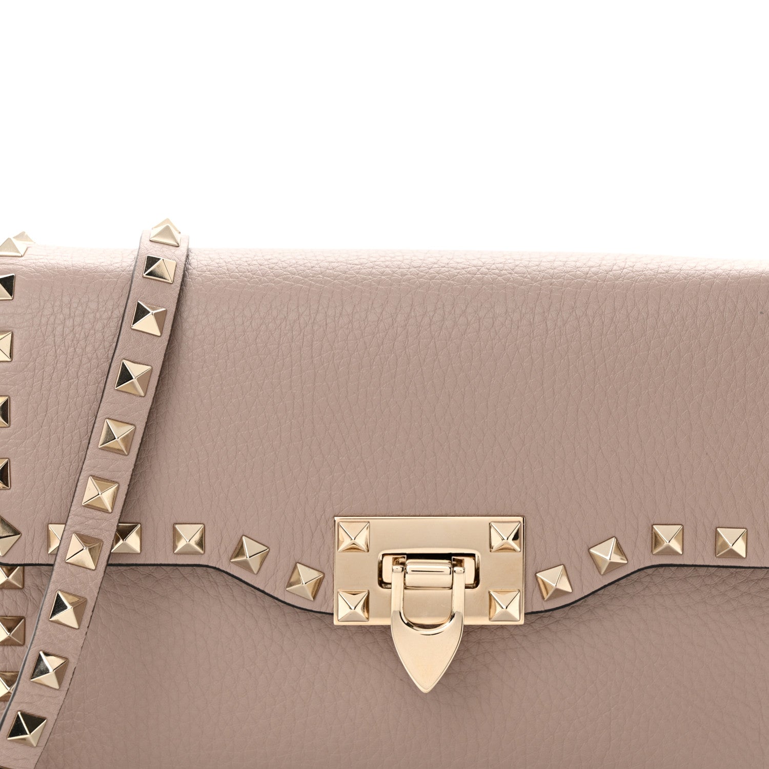 Valentino Garavani Pebbled Calfskin Medium Rockstud Flip Lock Crossbody Bag Poudre 7 of 12