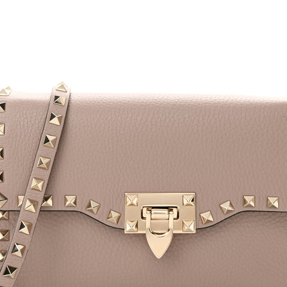 Valentino Garavani Pebbled Calfskin Medium Rockstud Flip Lock Crossbody Bag Poudre 7 of 12