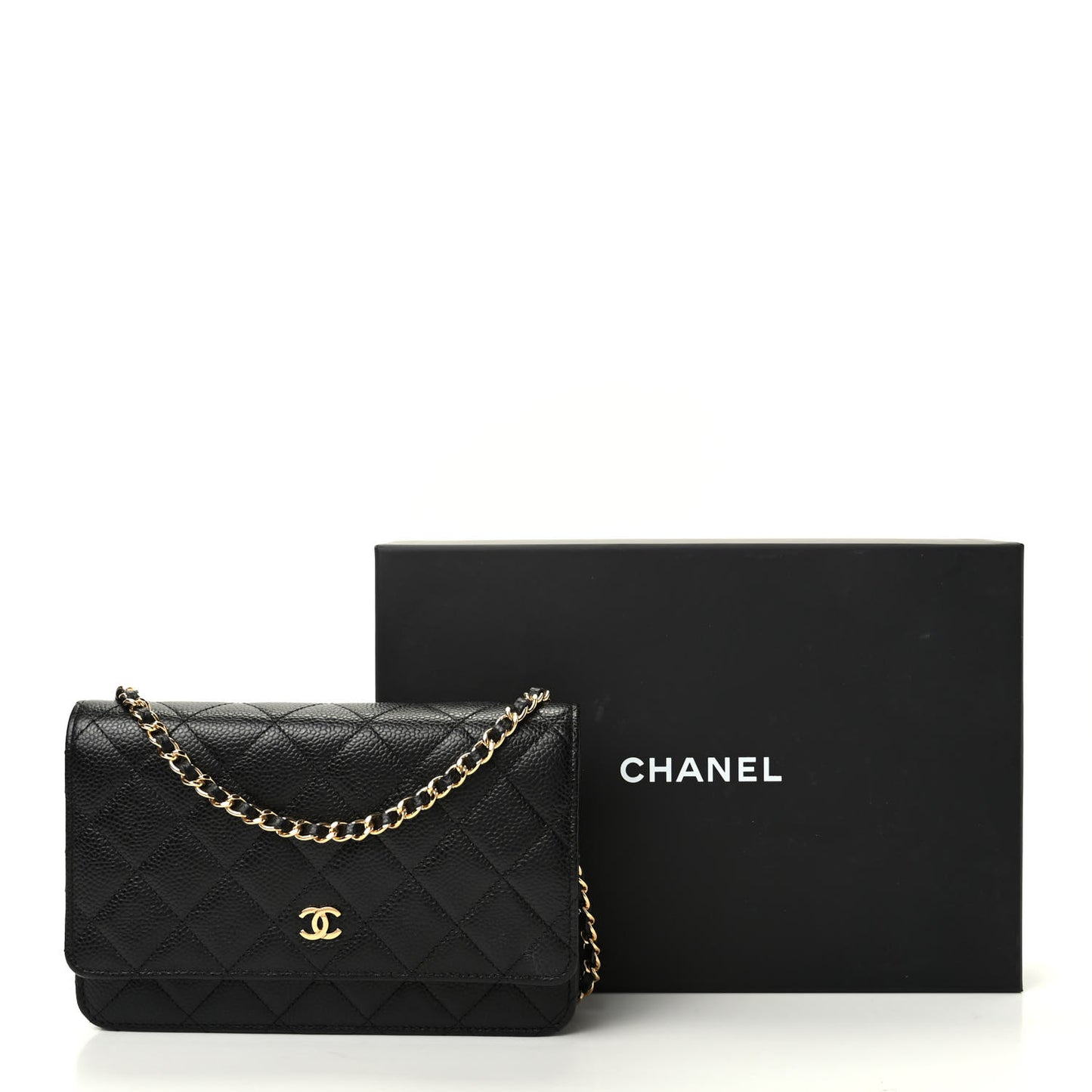 Caviar Quilted Wallet On Chain WOC Black