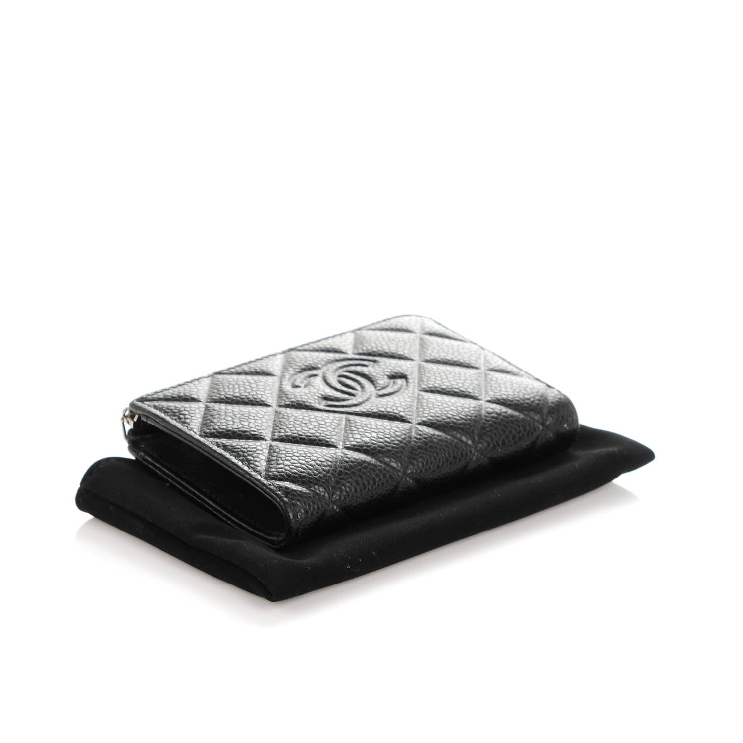 Chanel Caviar Quilted Diamond CC Key Holder Case Black 4 of 7