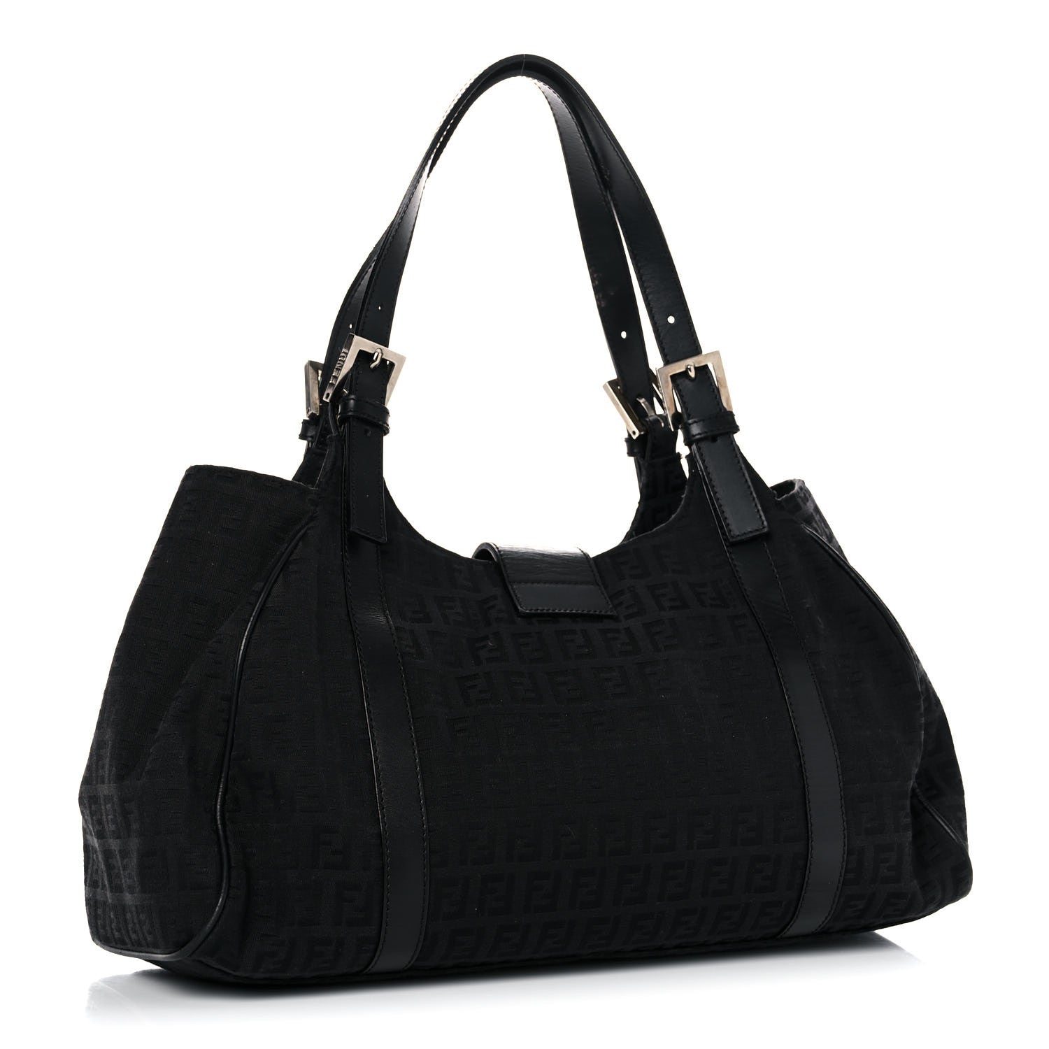 Fendi Zucchino Vitello Shoulder Bag Black 2 of 23