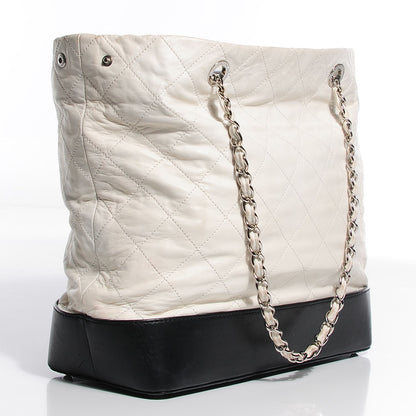 Chanel Calfskin Stitched Large VIP Shopping Tote White Black 3 of 7