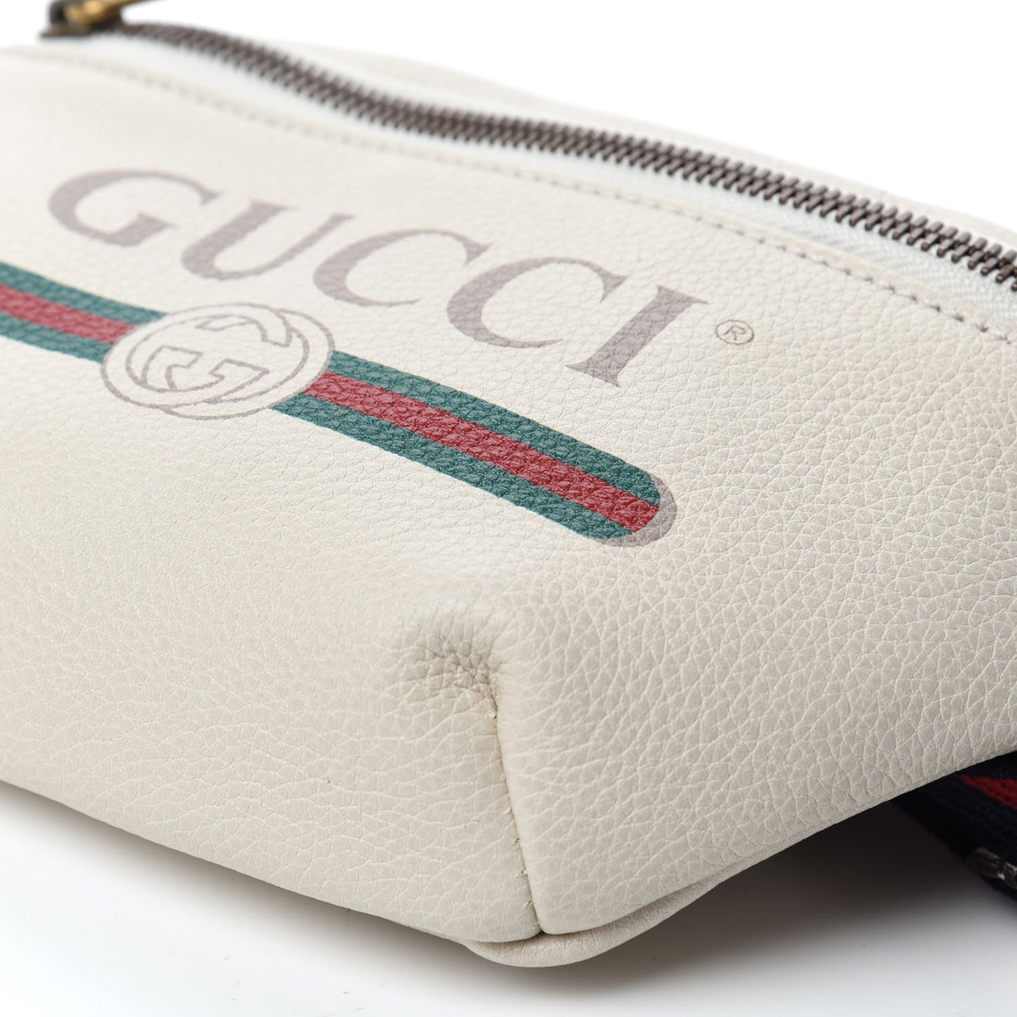 Grained Calfskin Small Logo Belt Bag White