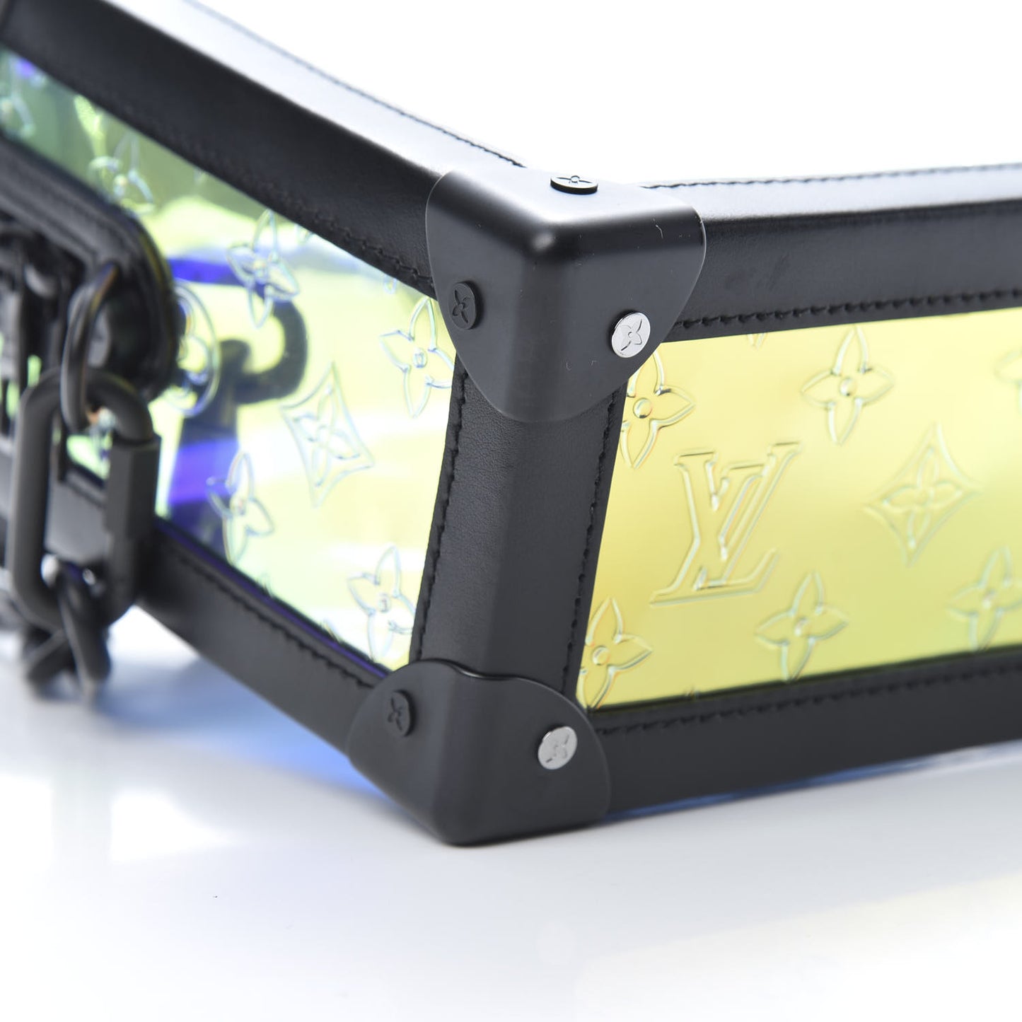 Calfskin PVC Monogram Solar Ray Soft Trunk Iridescent Prism Black