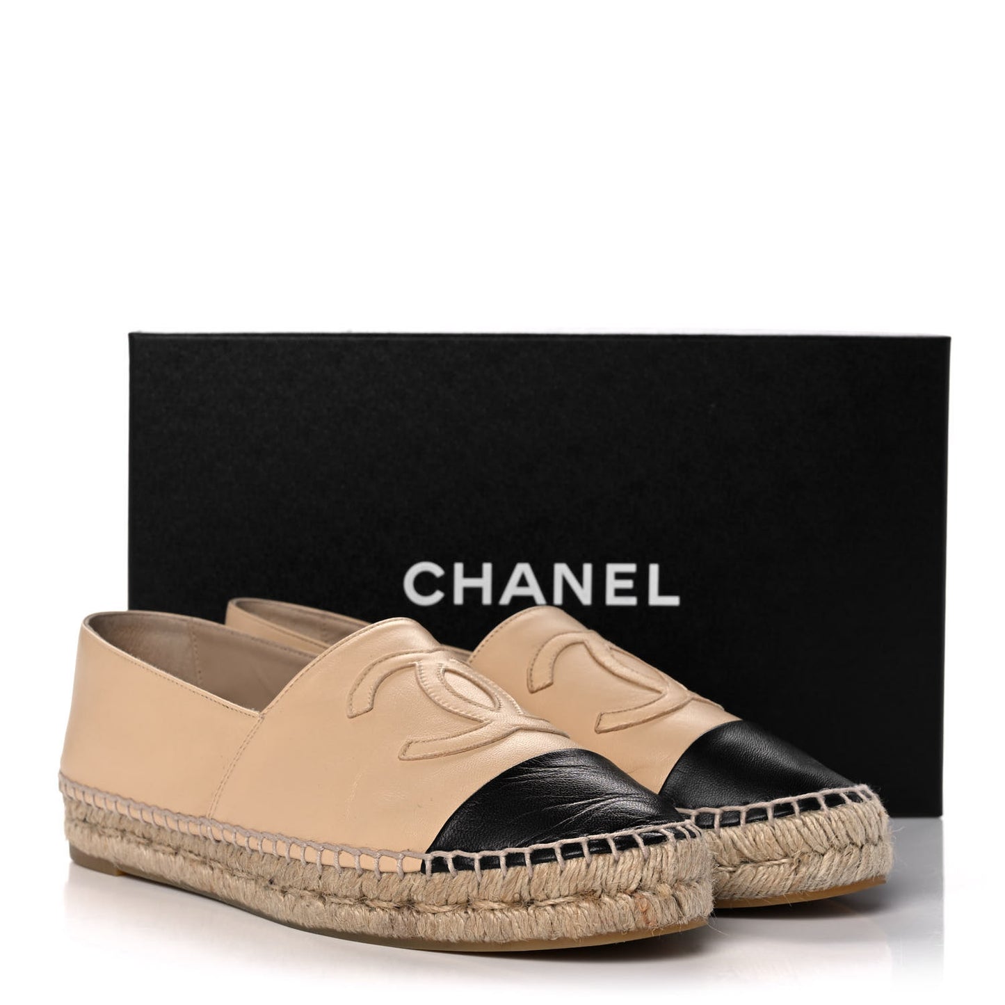 Lambskin CC Espadrilles 39 Beige Black