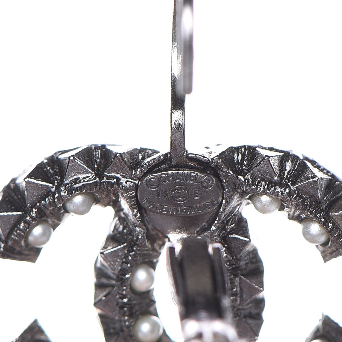 Ruthenium Spike Beaded CC Drop Earrings Black