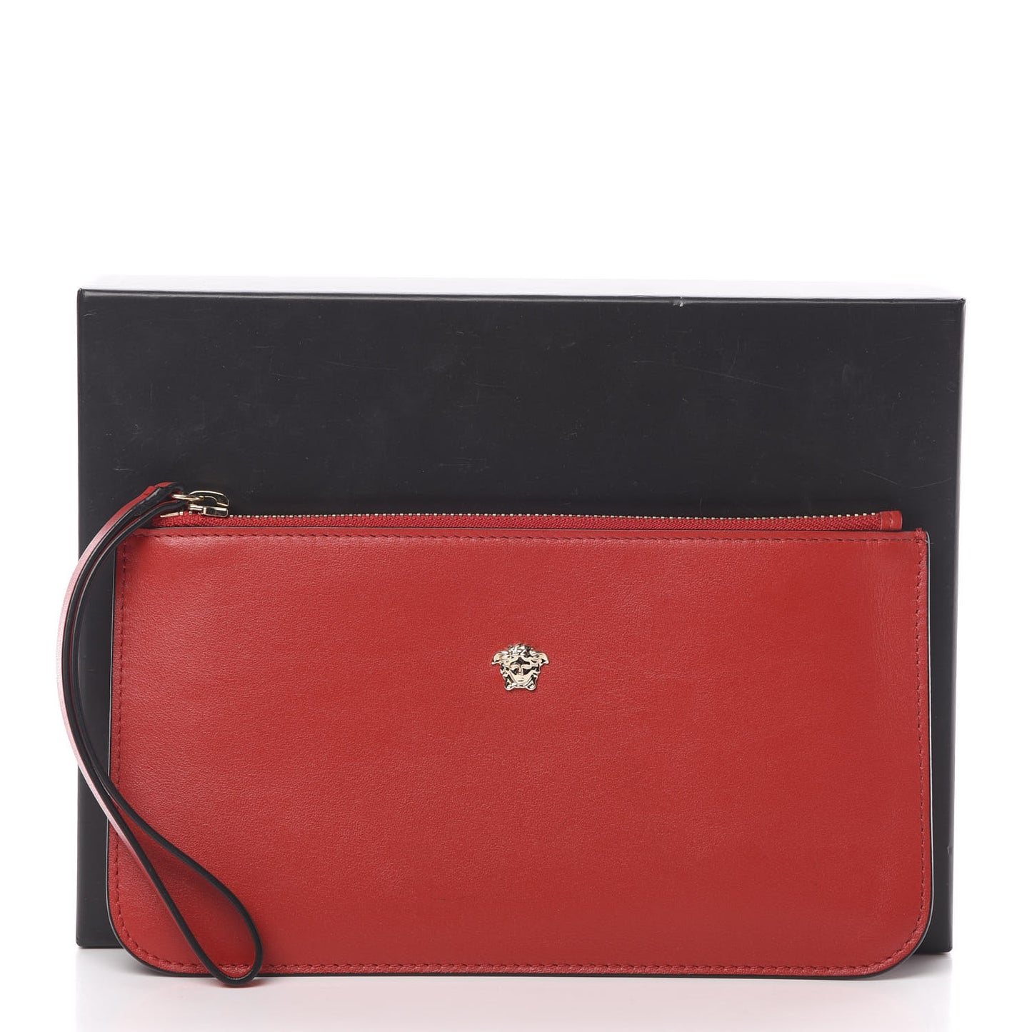 Calfskin Medusa Wrist Pouch Red