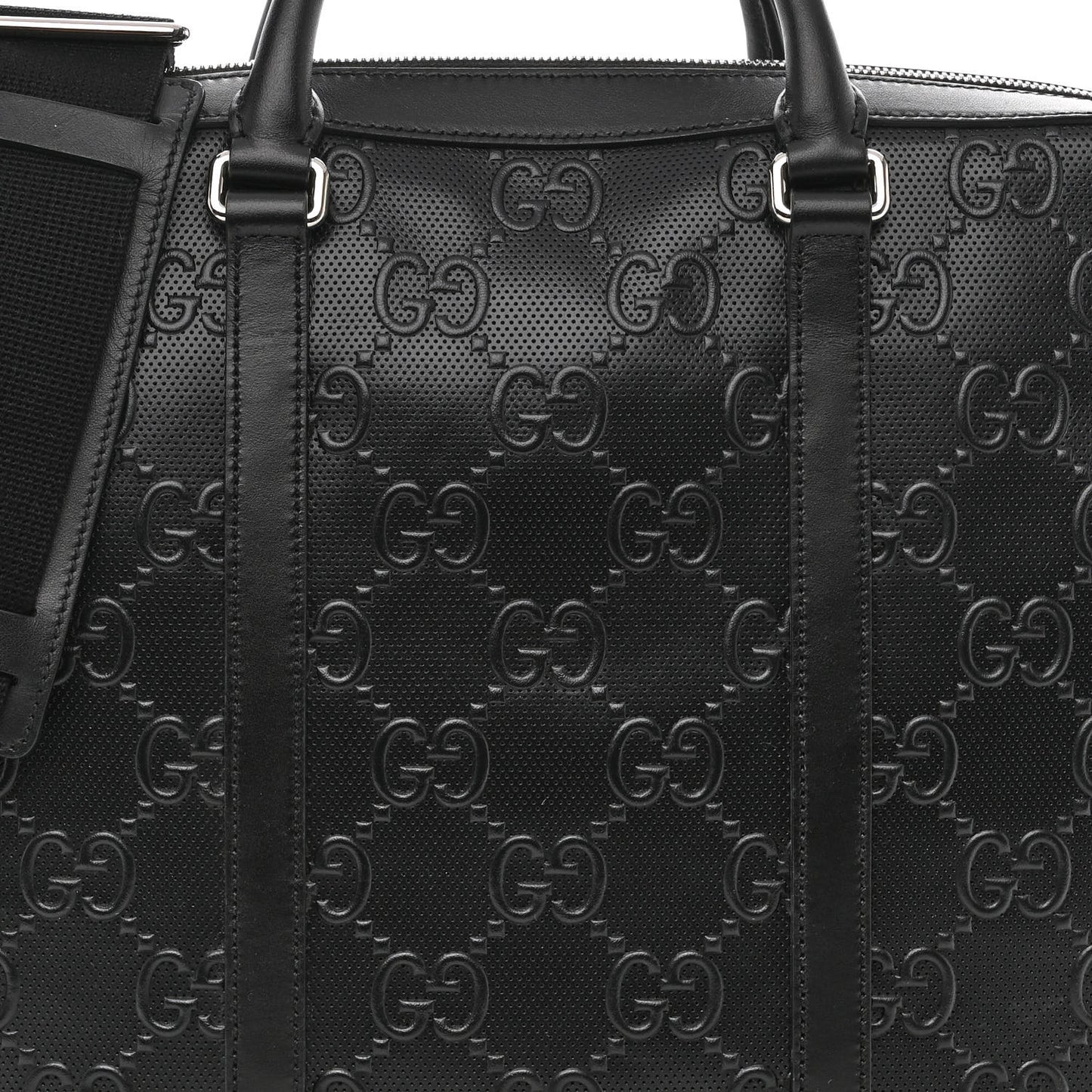 Calfskin GG Tennis Embossed Briefcase Black