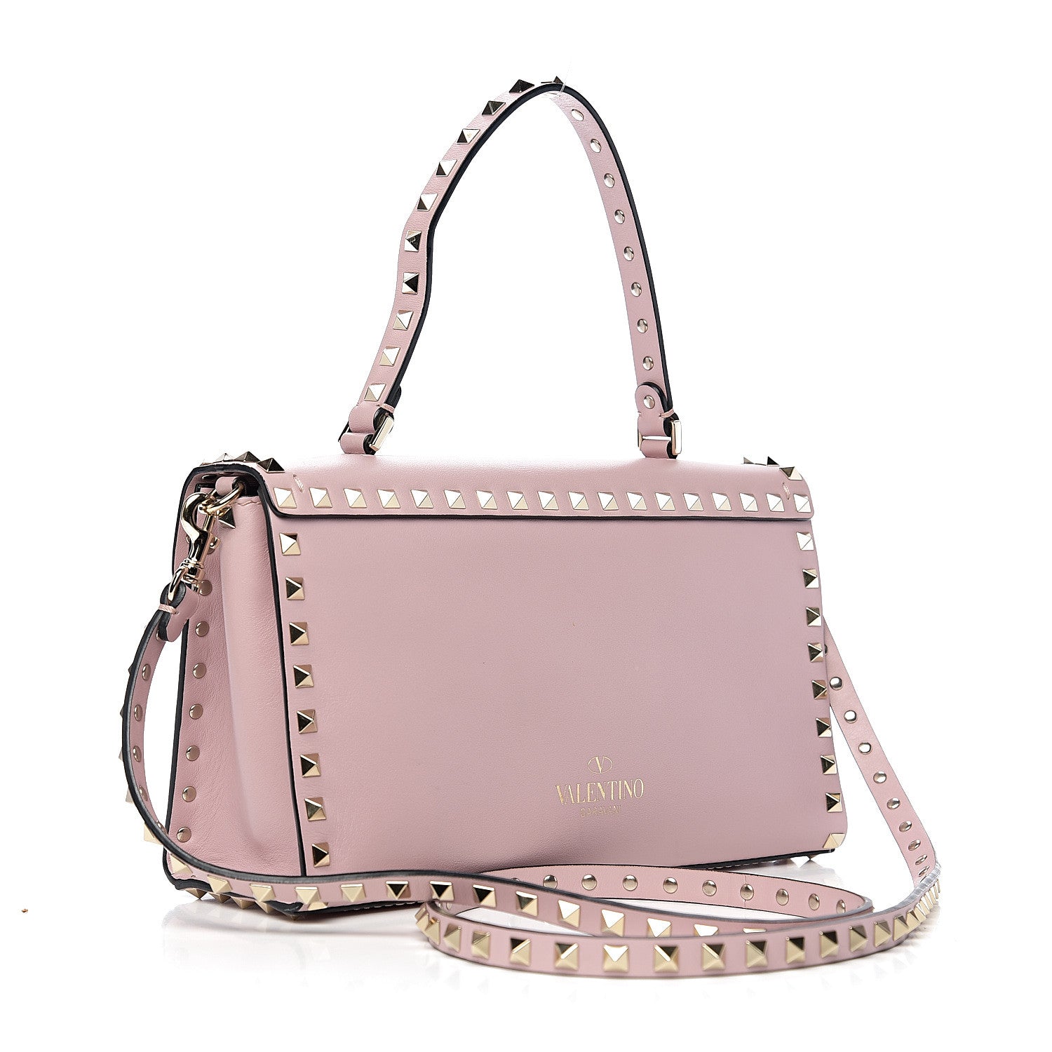 Valentino Garavani Vitello Small Rockstud Single Handle Flap Bag Cipria 2 of 10