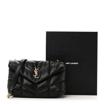 Saint Laurent Lambskin Quilted Toy Loulou Puffer Monogram Chain Satchel Black 11 of 11