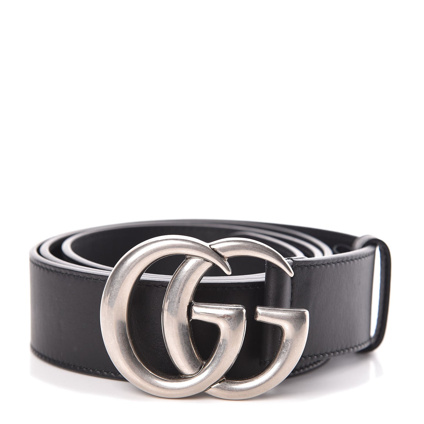 Moon Calfskin Nickel Double G 40mm Belt 105 42 Black