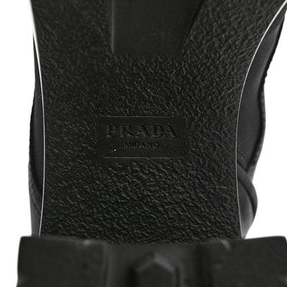Prada Spazzolato Re-Nylon Metal Triangle Logo Lace Up 55mm Ankle Boots 38.5 Black 7 of 11