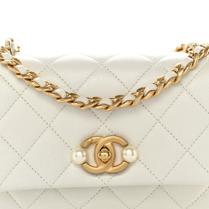 Chanel Glazed Calfskin Quilted Mini Pearl Side Flap White 8 of 10