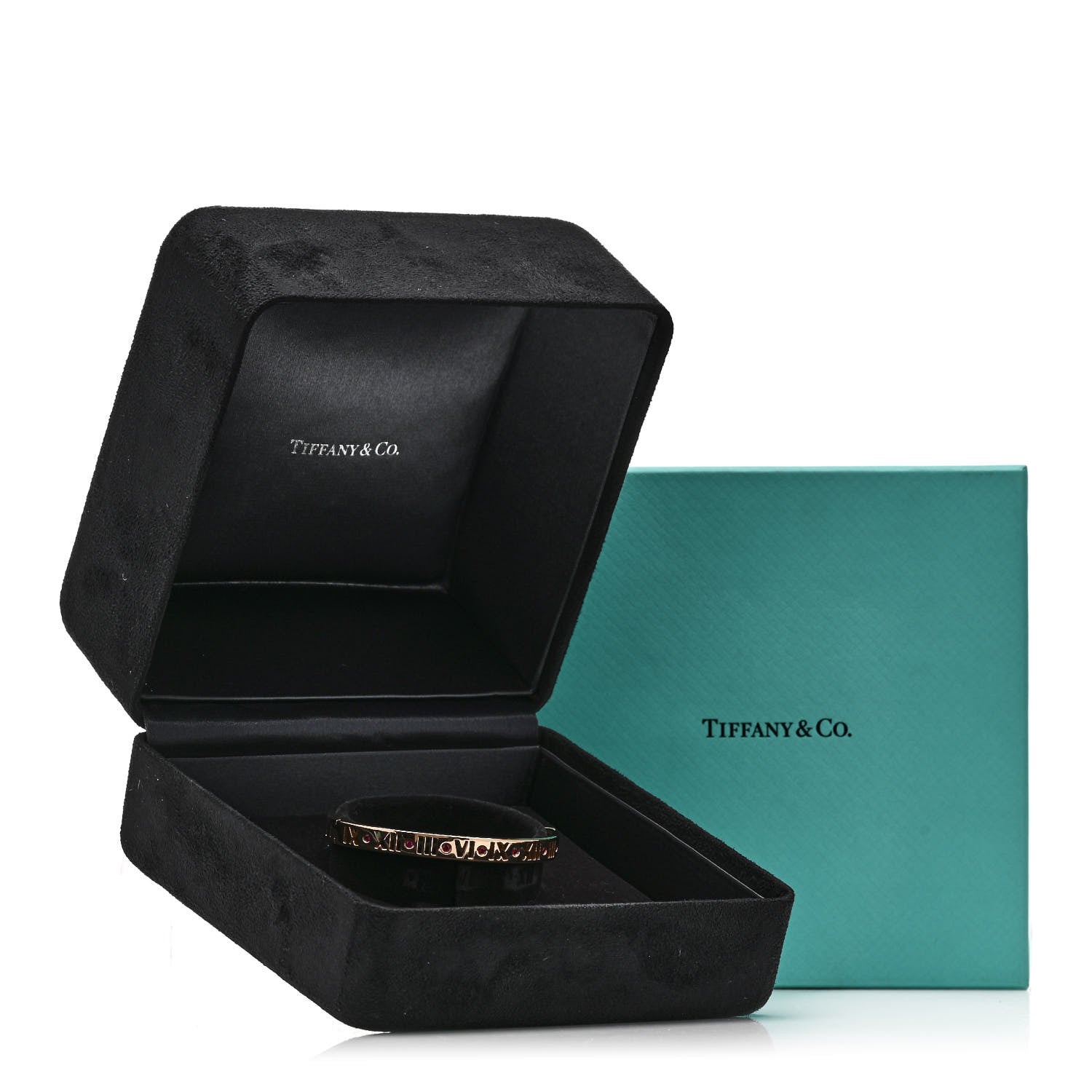 Tiffany 18K Rose Gold Ruby Atlas Pierced Hinged Bangle Bracelet 4 of 4