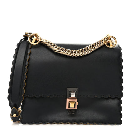 Fendi Vitello Liberty Scalloped Studded Small Kan I Shoulder Bag Black 1 of 13