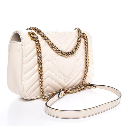 Gucci Calfskin Matelasse Small GG Marmont Shoulder Bag White 3 of 7