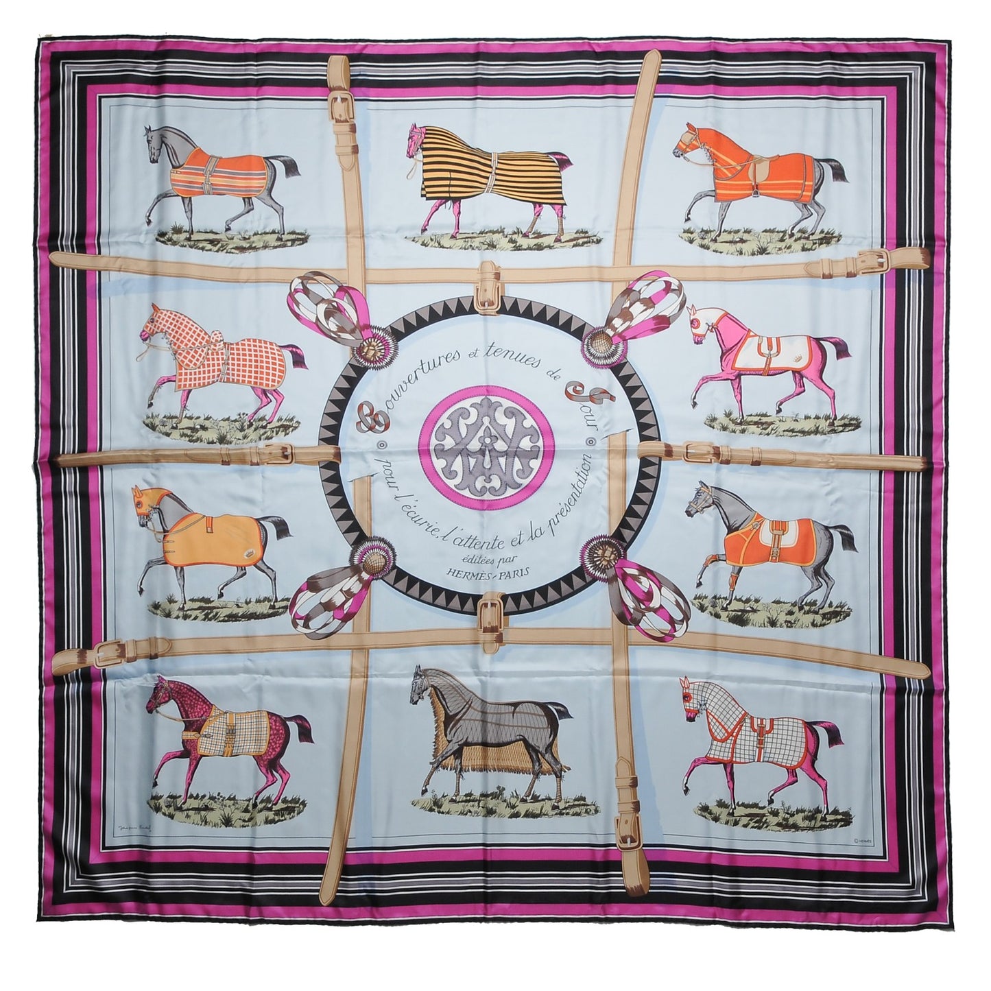 Silk Couvertures Et Tenues de Jour Scarf 140 Gris Perle Fuchsia Black