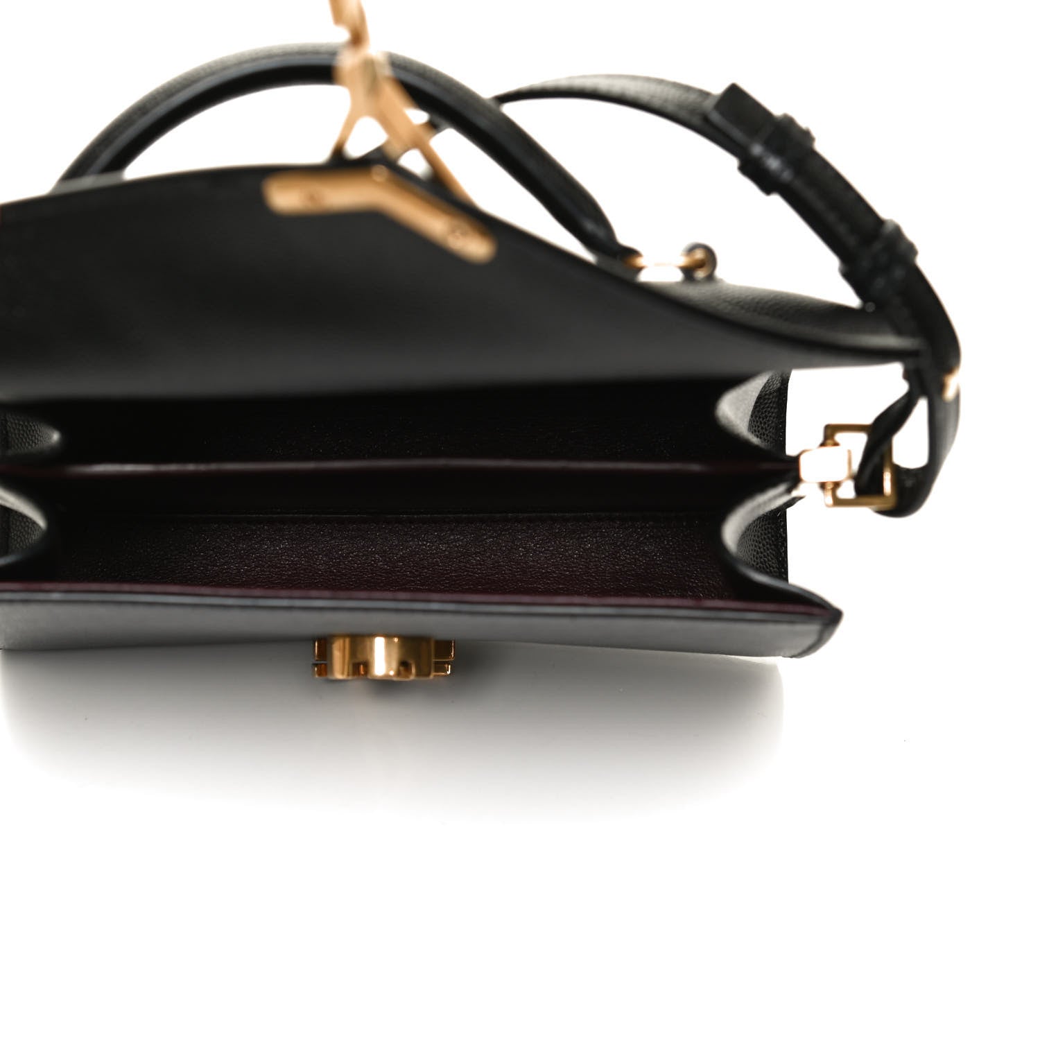 Saint Laurent Grain de Poudre Mini Classic Monogram Cassandra Top Handle Black Rouge Legion 5 of 12