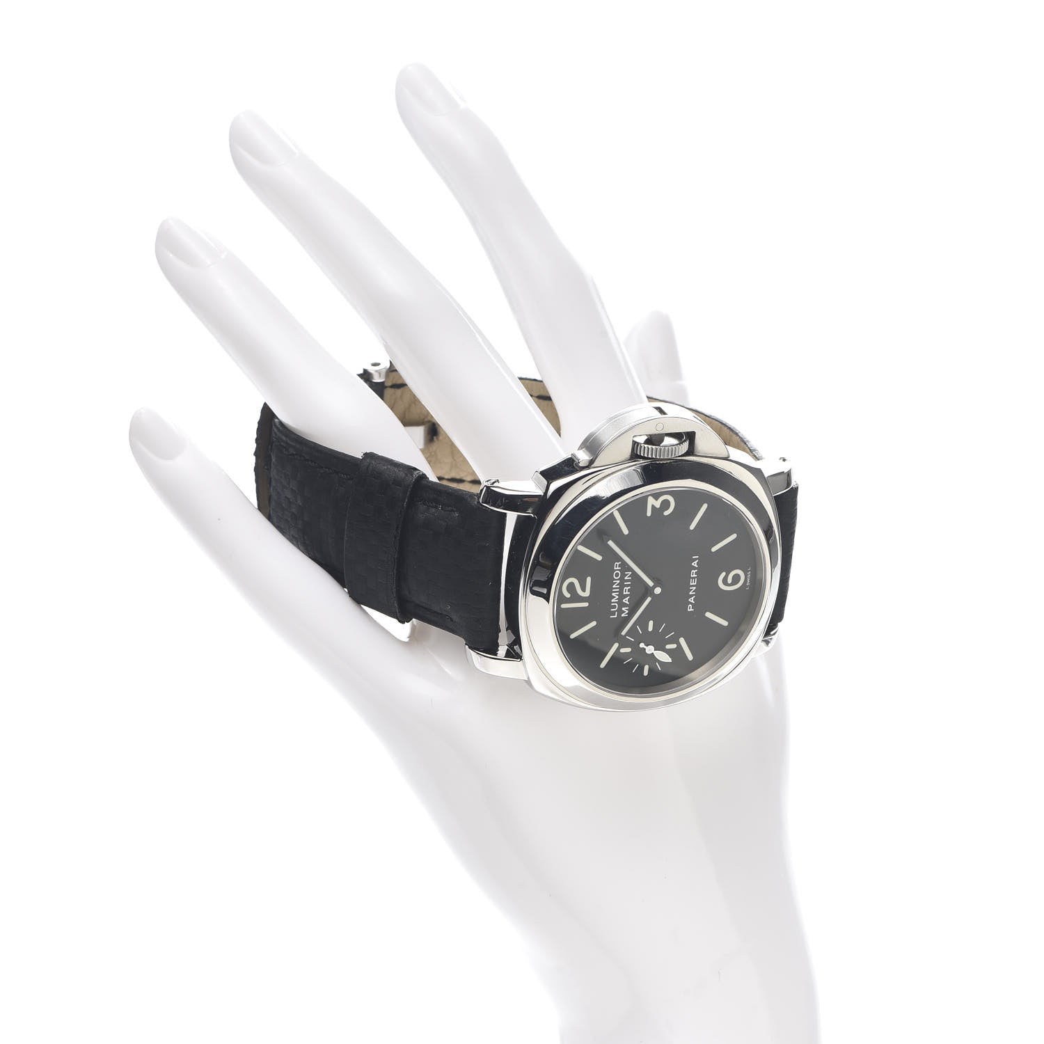 Panerai Stainless Steel Alligator 44mm Luminor Marina Manual Winding Watch Black PAM00463 2 of 5