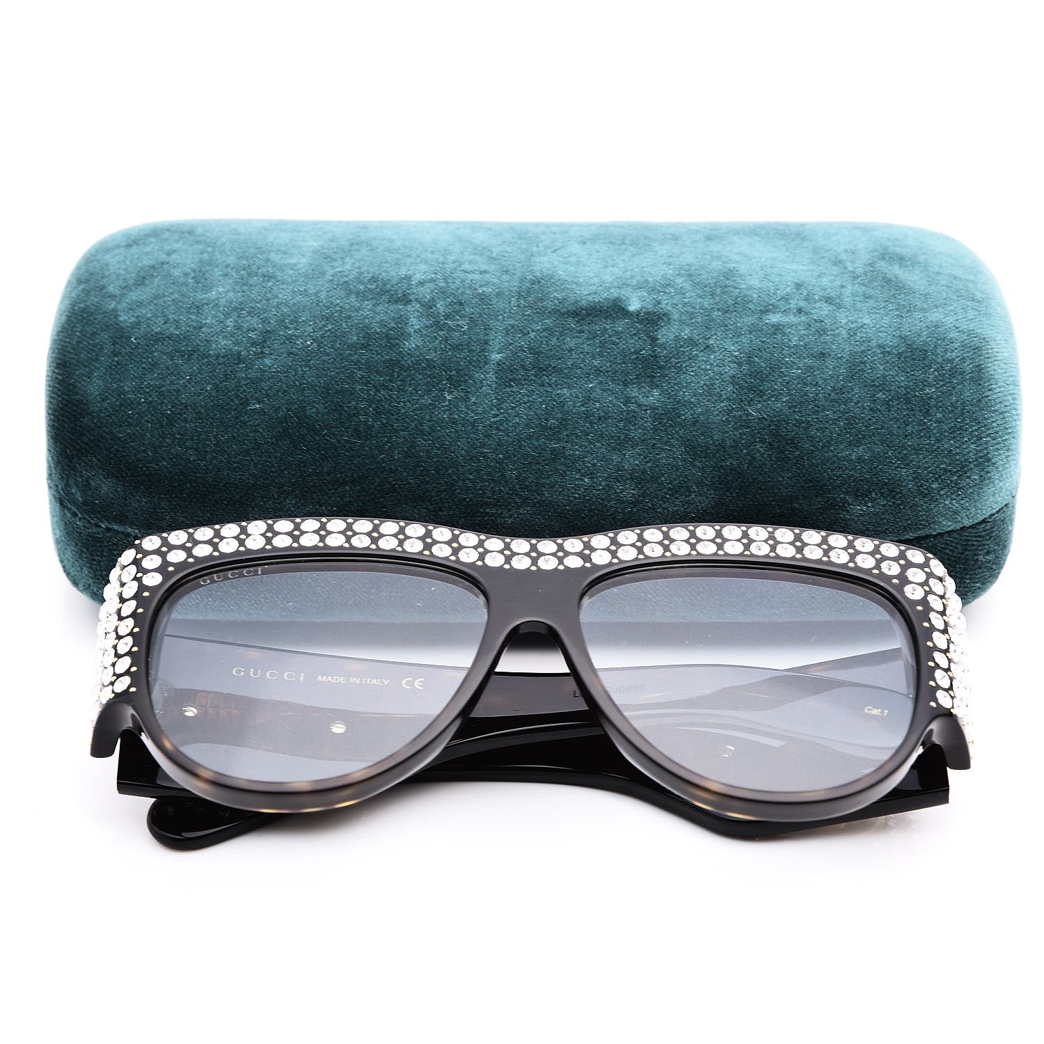 Gucci Acetate Crystal Oversize Hollywood Forever Sunglasses GG0144S Tortoiseshell 7 of 7