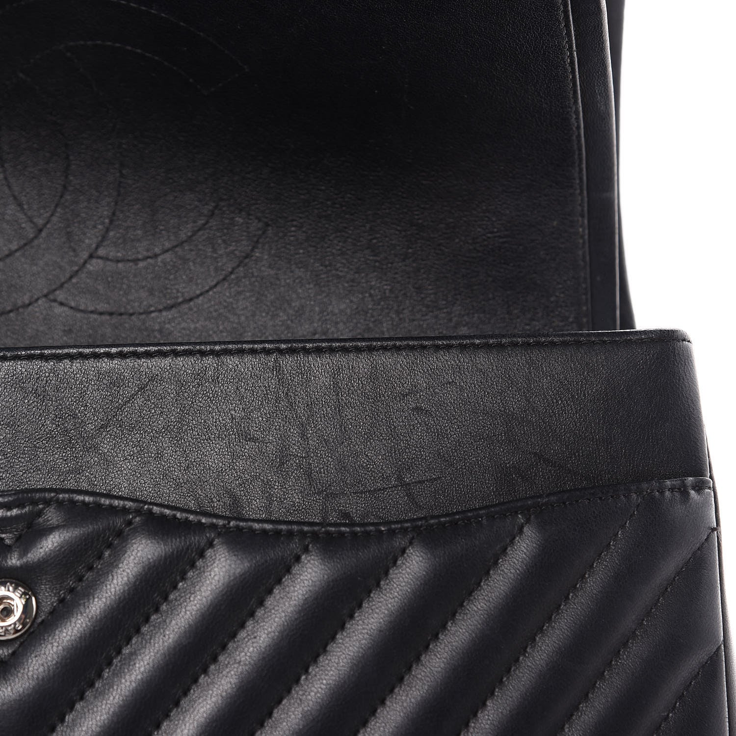 Chanel Lambskin Chevron Quilted Jumbo Double Flap Black 18 of 20