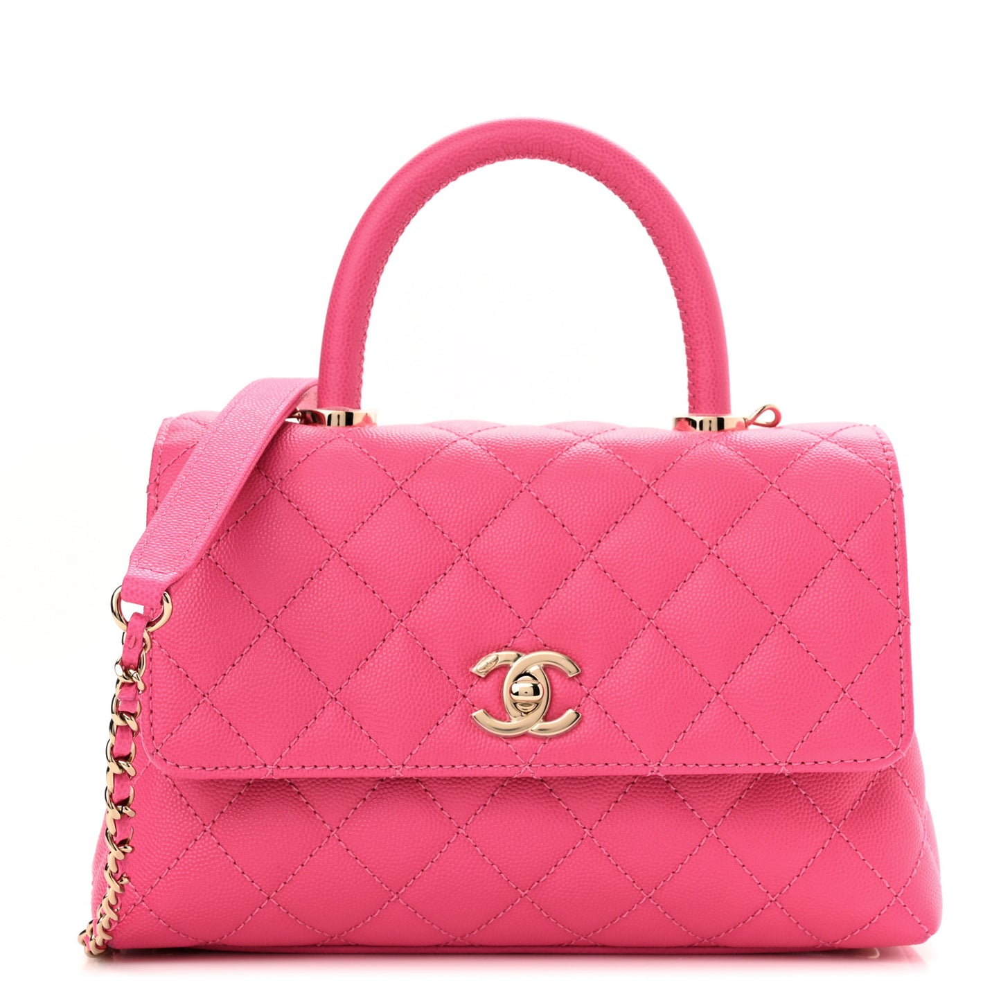 Caviar Quilted Mini Coco Handle Flap Rose