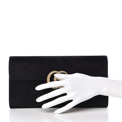 Gucci Suede Pearly GG Marmont Clutch Black 2 of 10