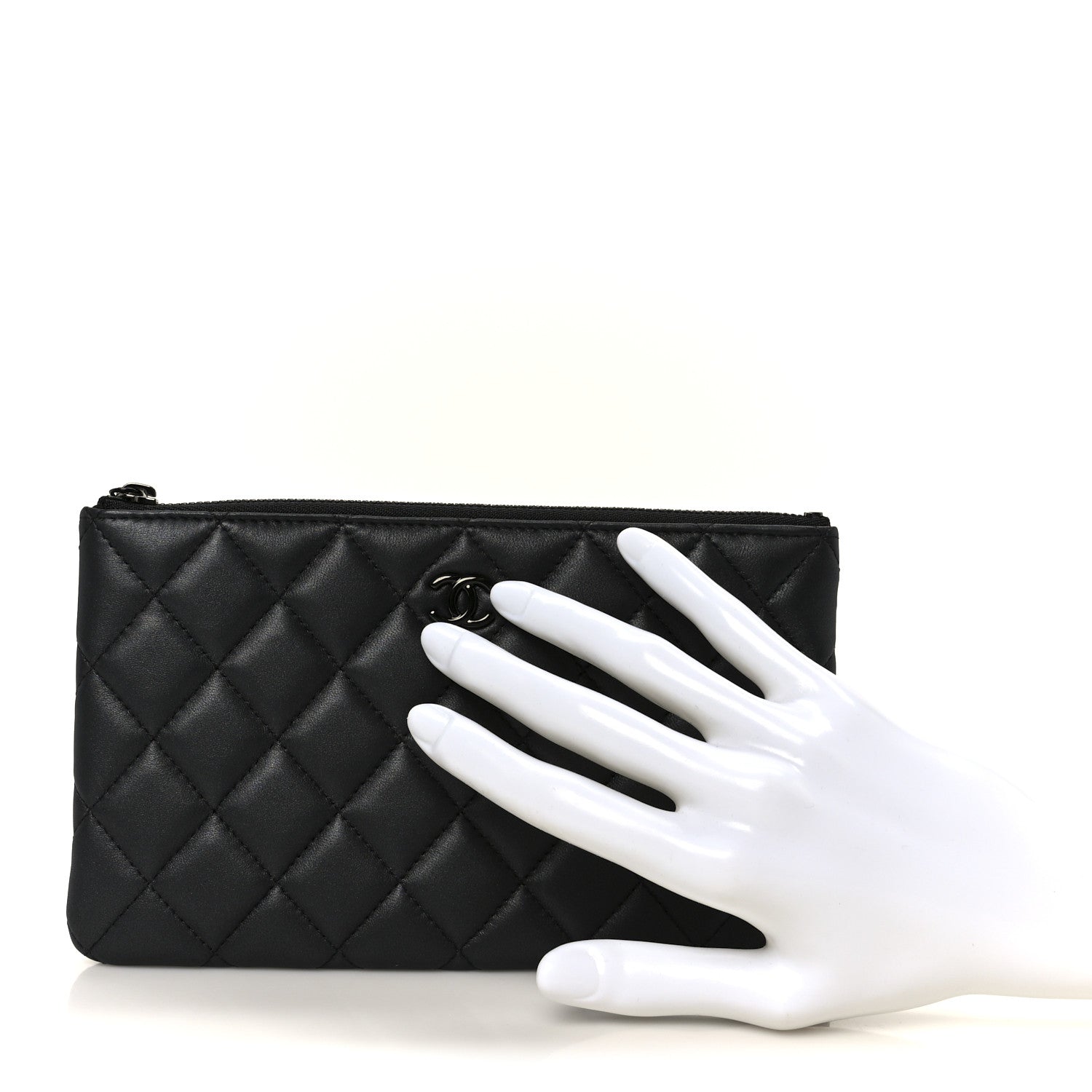 Chanel Pearly Lambskin Quilted Cosmetic Case So Black 2 of 9