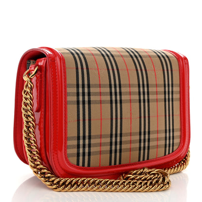 Burberry Patent 1983 Knight Check Link Shoulder Bag Bright Red 3 of 11