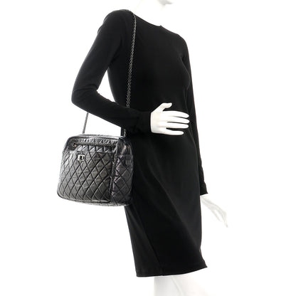 Chanel Metallic Aged Calfskin Quilted Large Reissue Camera Case Black 2 of 8