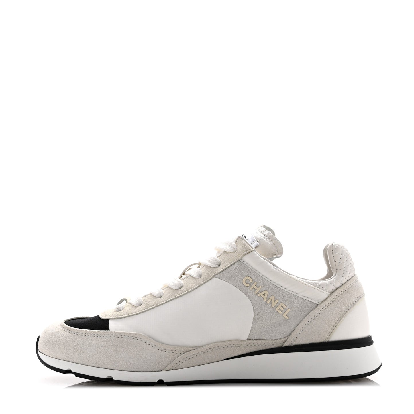 Nylon Suede Kidskin Calfskin Logo Sneakers 39 White Black