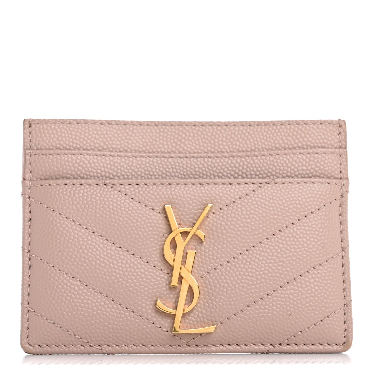 Grain De Poudre Matelasse Chevron Monogram Credit Card Case Pale Pink