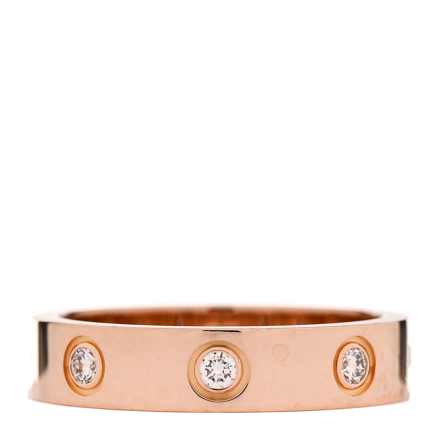 Cartier 18K Pink Gold 8 Diamond 4mm LOVE Wedding Band Ring 49 5 3 of 4