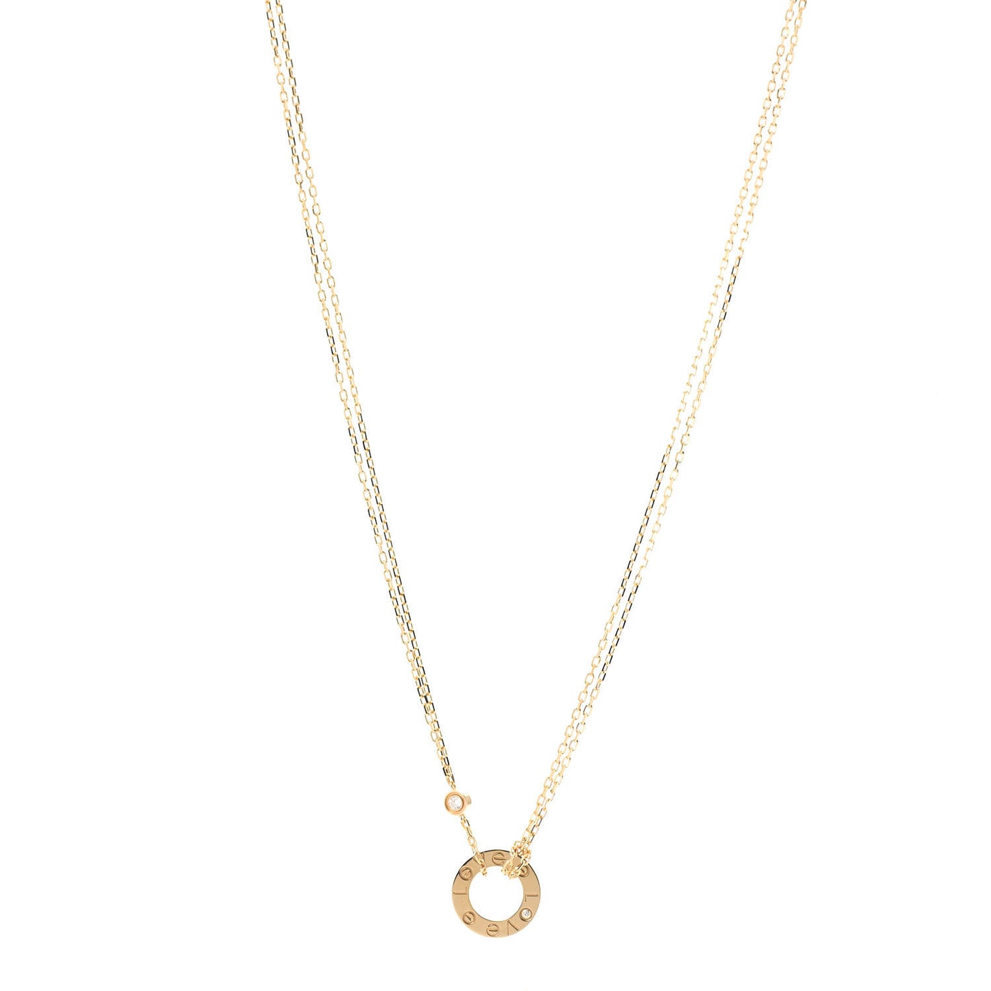 18K Yellow Gold 2 Diamond LOVE Necklace