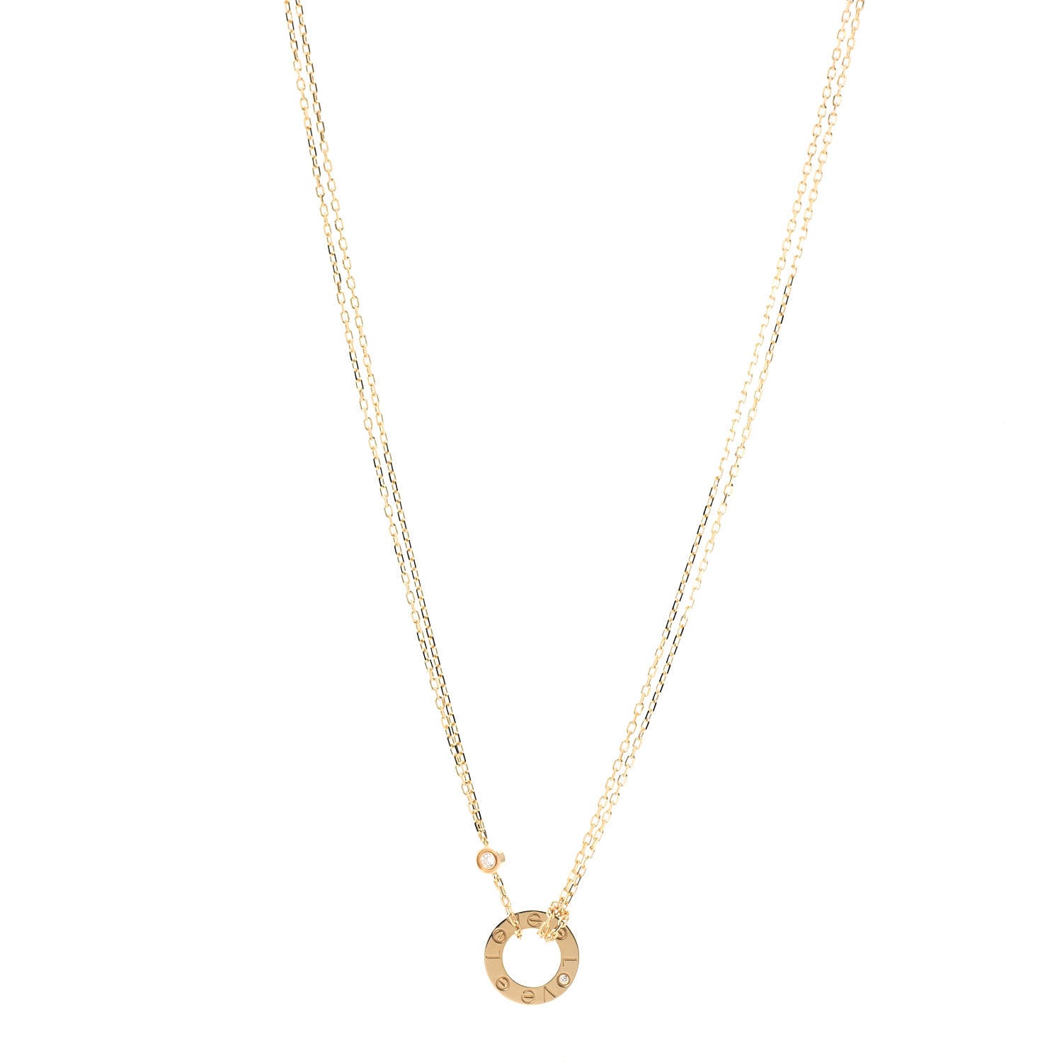 Cartier 18K Yellow Gold 2 Diamond LOVE Necklace 1 of 6