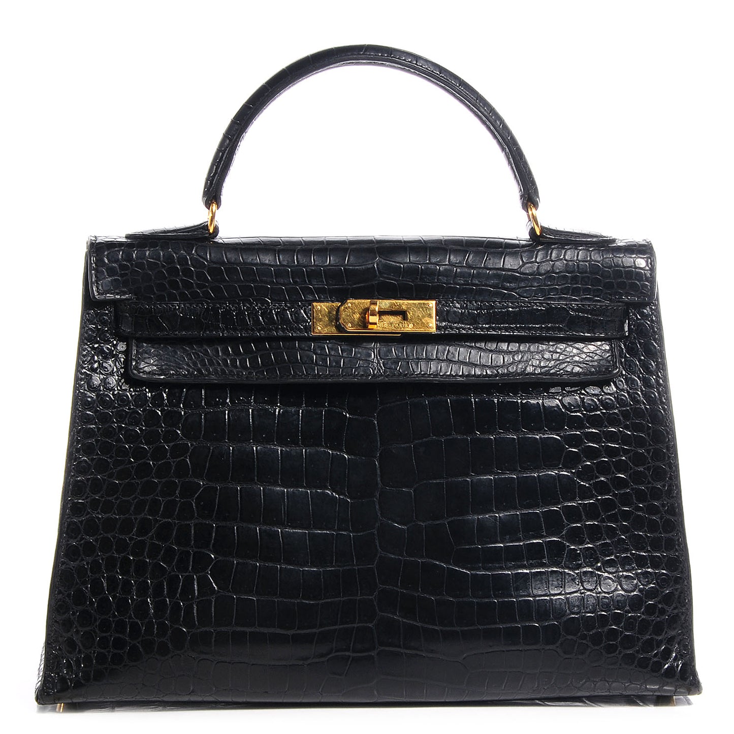 Shiny Porosus Crocodile Kelly Sellier 32 Black