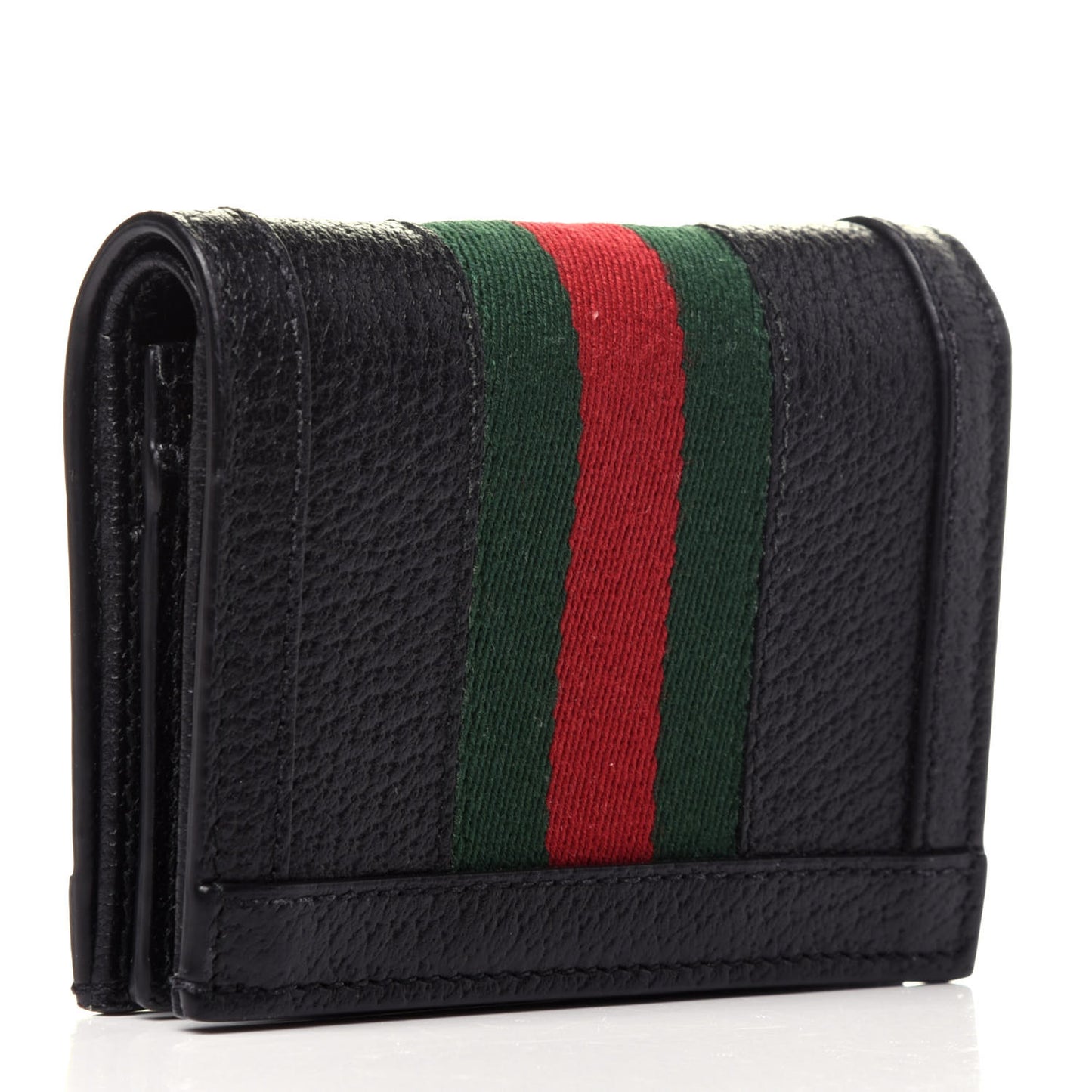 Calfskin Web Ophidia Card Case Black