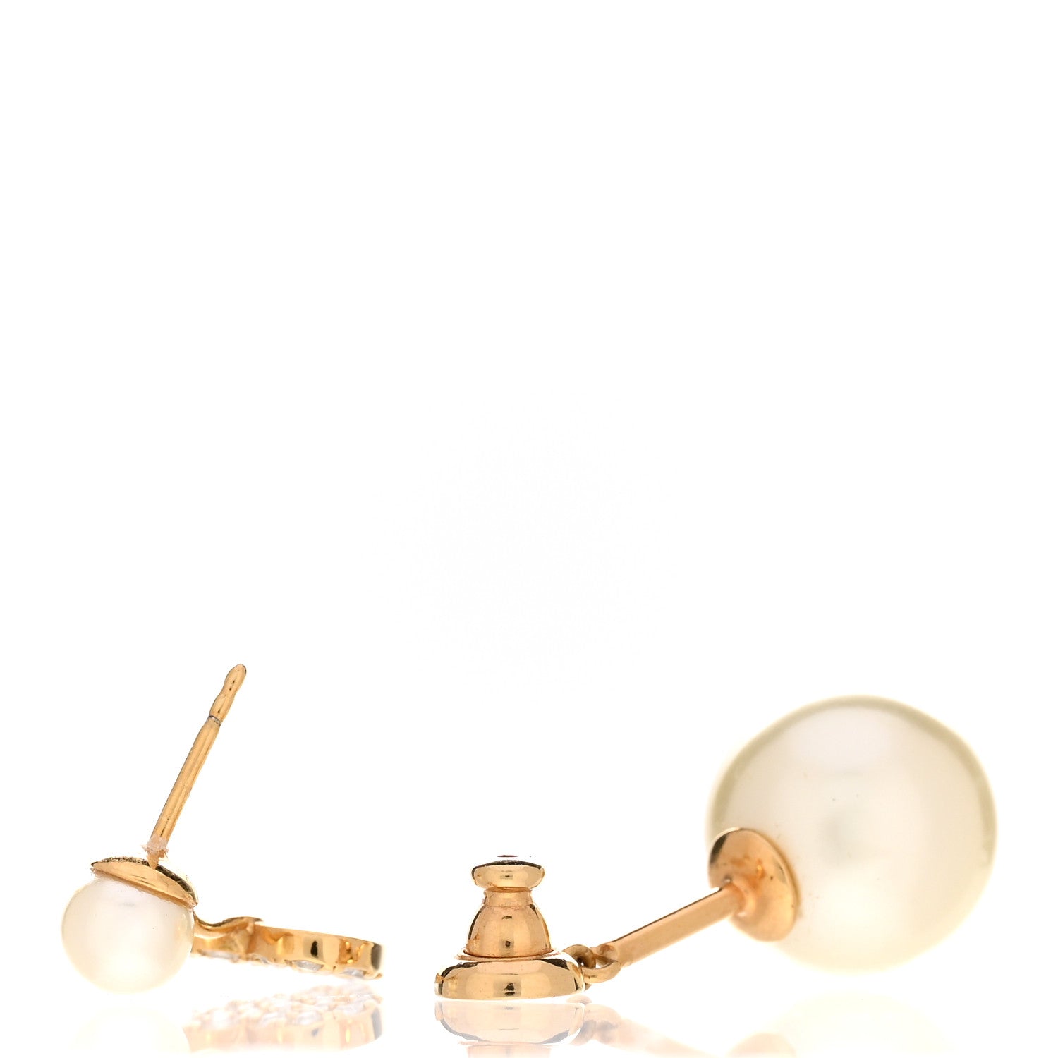 Christian Dior Pearl Crystal Heart Tribal Earring Gold 3 of 4
