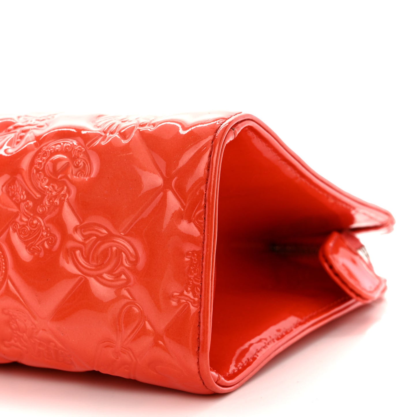 Patent Calfskin Lucky Symbols Pochette Coral