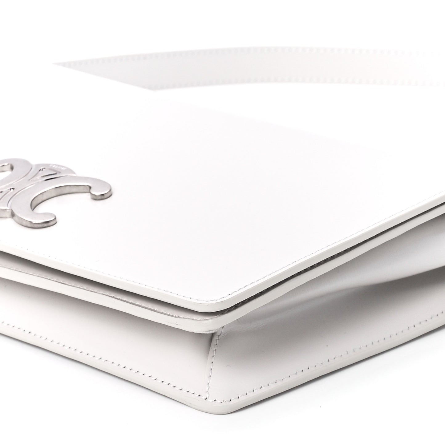 Shiny Calfskin Trapeze Triomphe Bag White