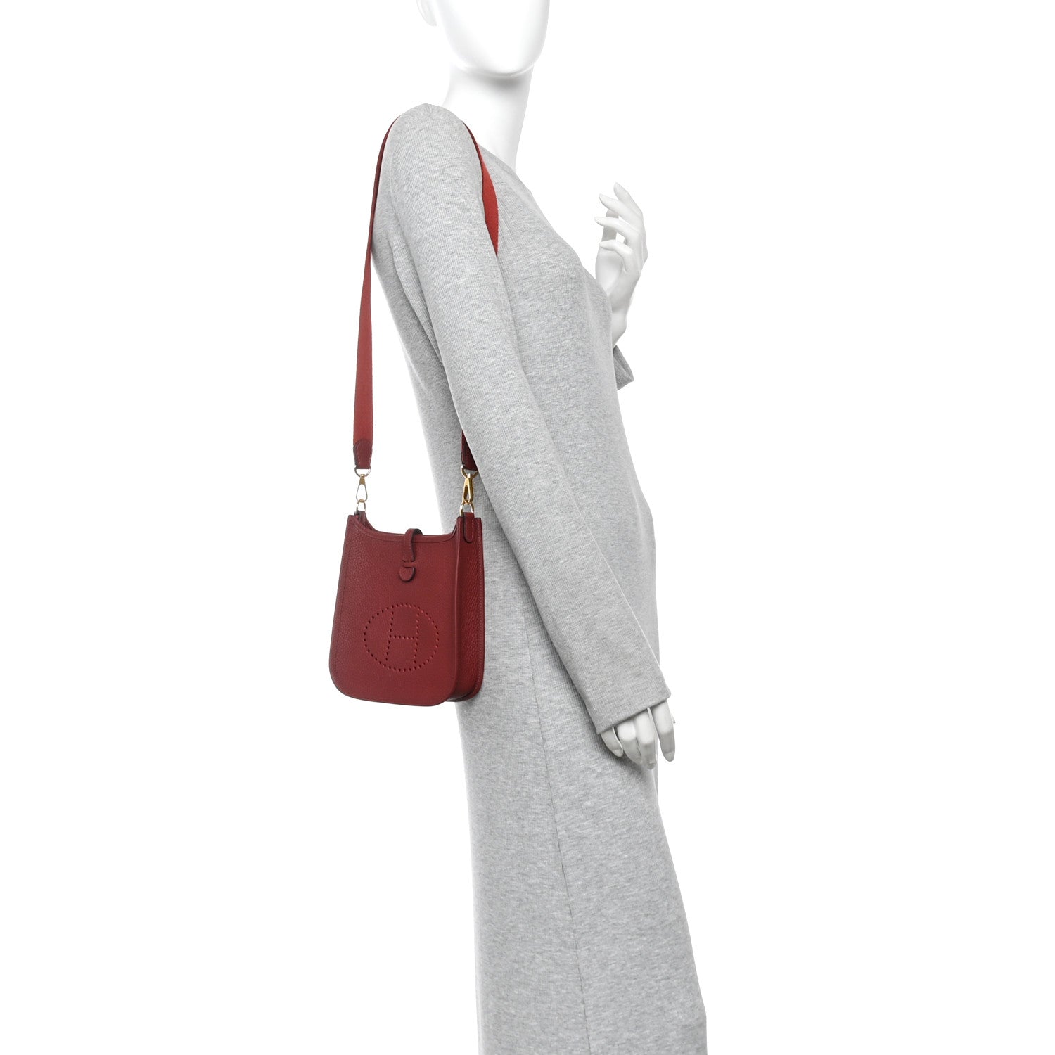 Hermes Taurillon Clemence Evelyne TPM Rouge H 2 of 11