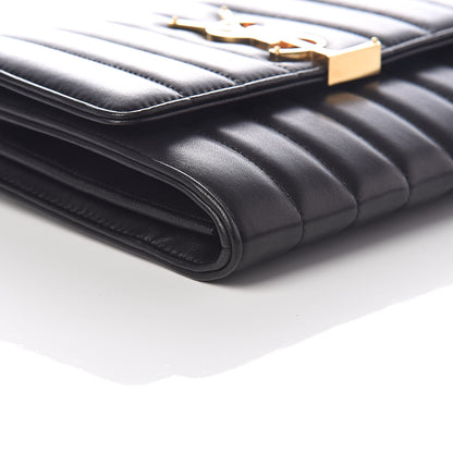 Saint Laurent Lambskin Matelasse Monogram Vicky Chain Wallet Black 7 of 9