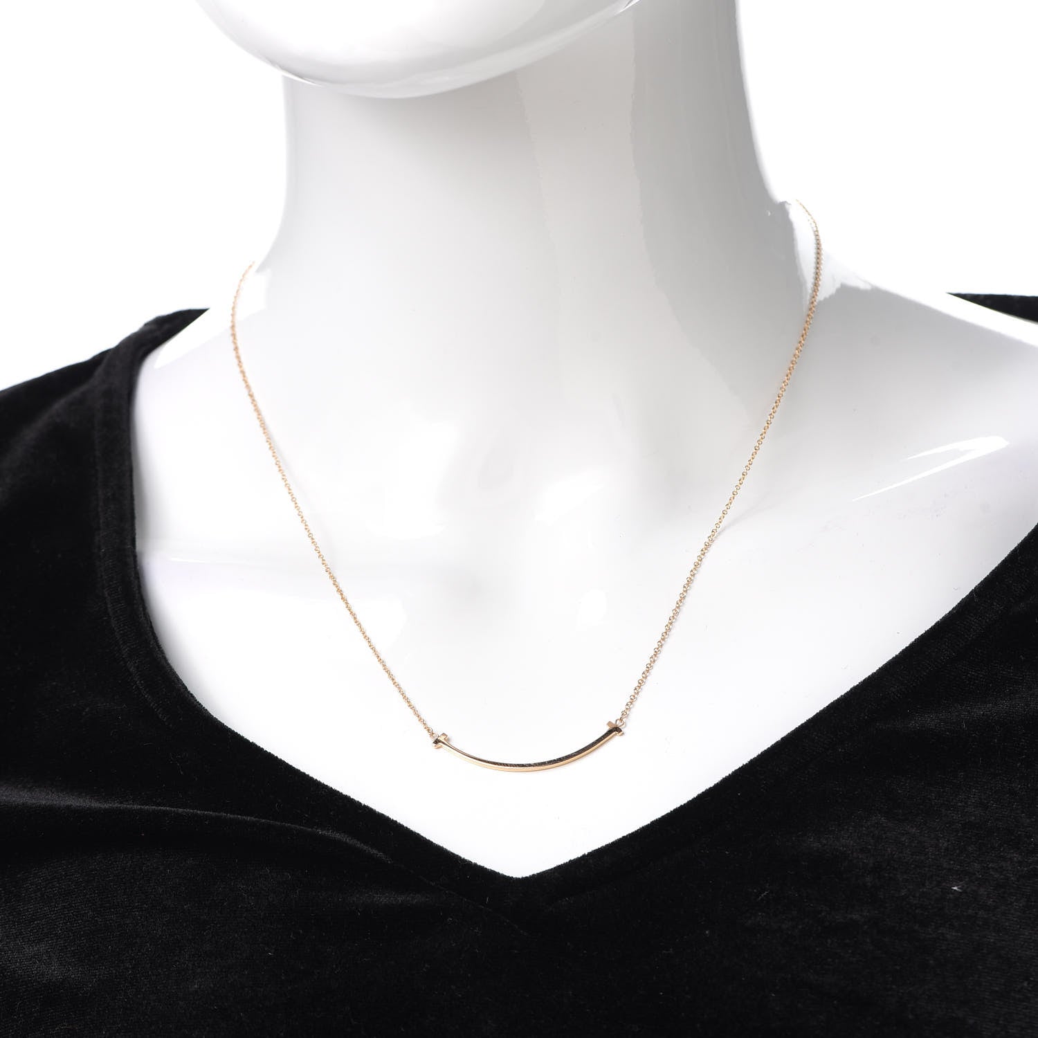 Tiffany 18K Rose Gold Small T Smile Pendant Necklace 2 of 7