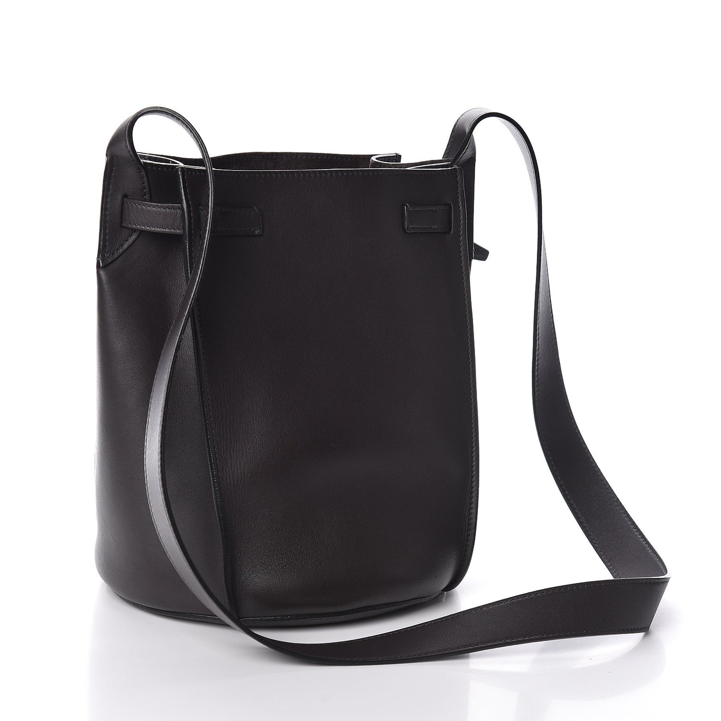 Smooth Calfskin Long Strap Big Bucket Bag Liquorice
