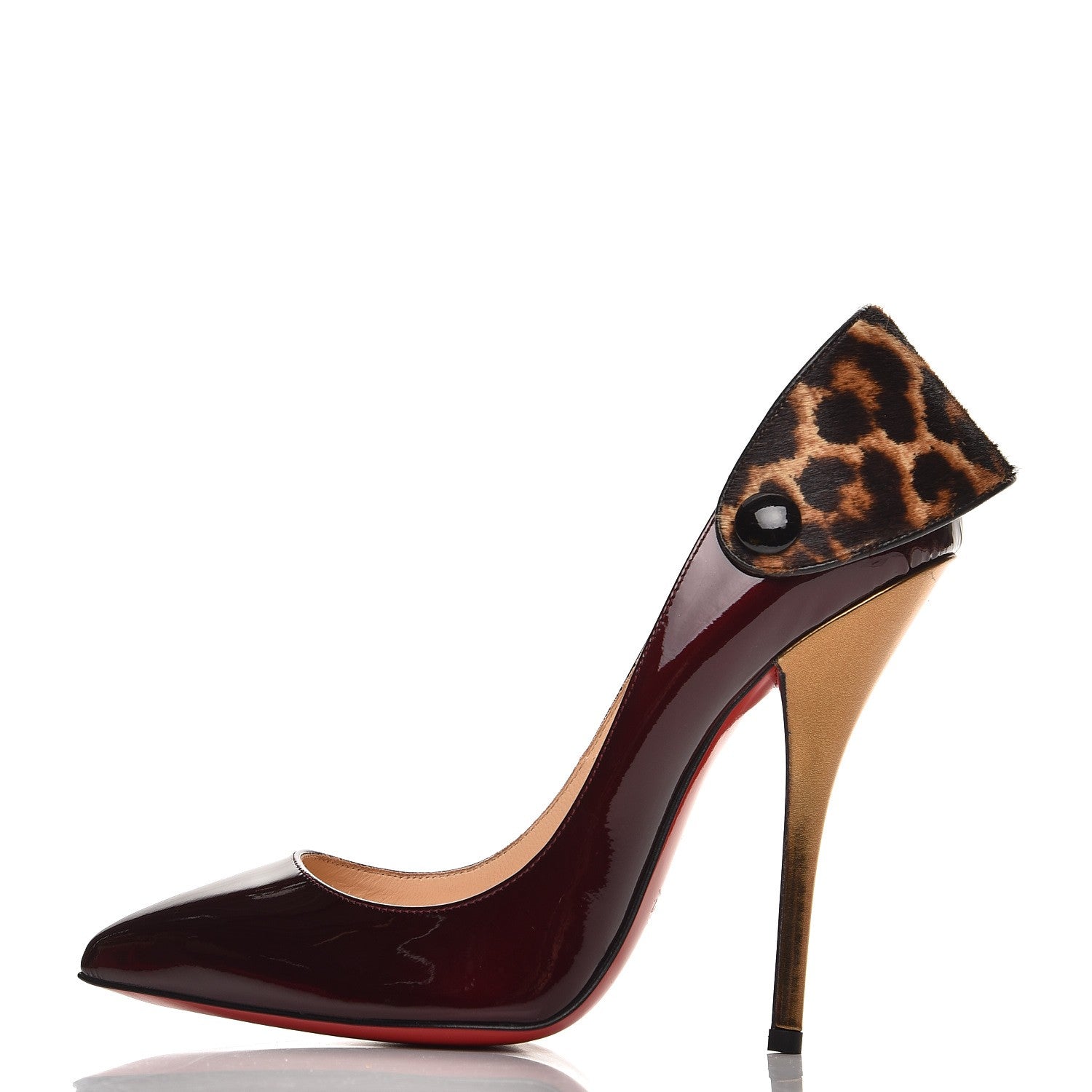 Christian Louboutin Patent 120 Pumps 37.5 Burgundy Leopard 1 of 7