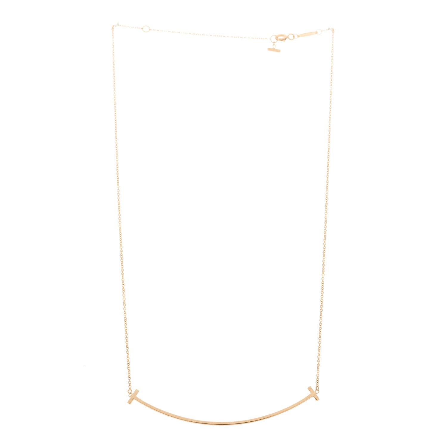 Tiffany 18K Rose Gold Large T Smile Pendant Necklace 3 of 5