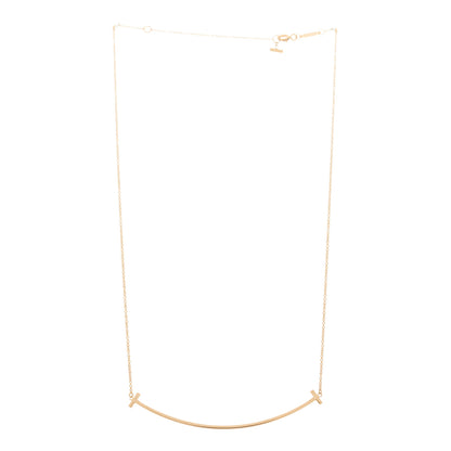 Tiffany 18K Rose Gold Large T Smile Pendant Necklace 3 of 5